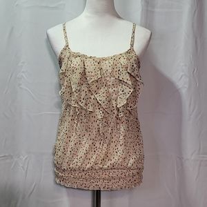 Teenbell Women's Cream Sheer Polka Dot Spaghetti Strap Blouse Size Medium 🐈